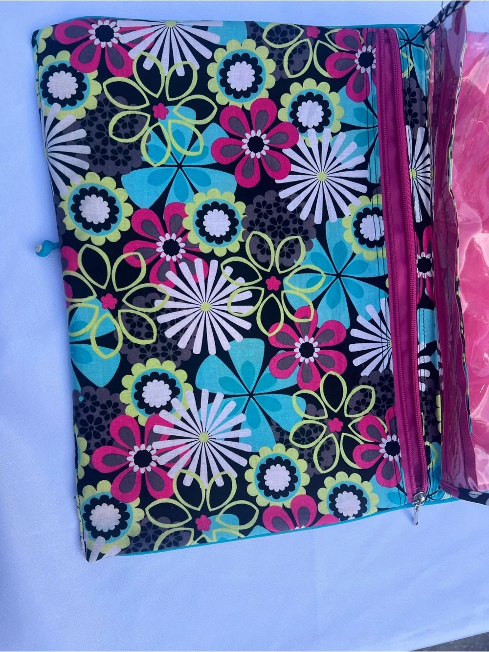 Three Fold Floral Geometric Travel Make up bag
